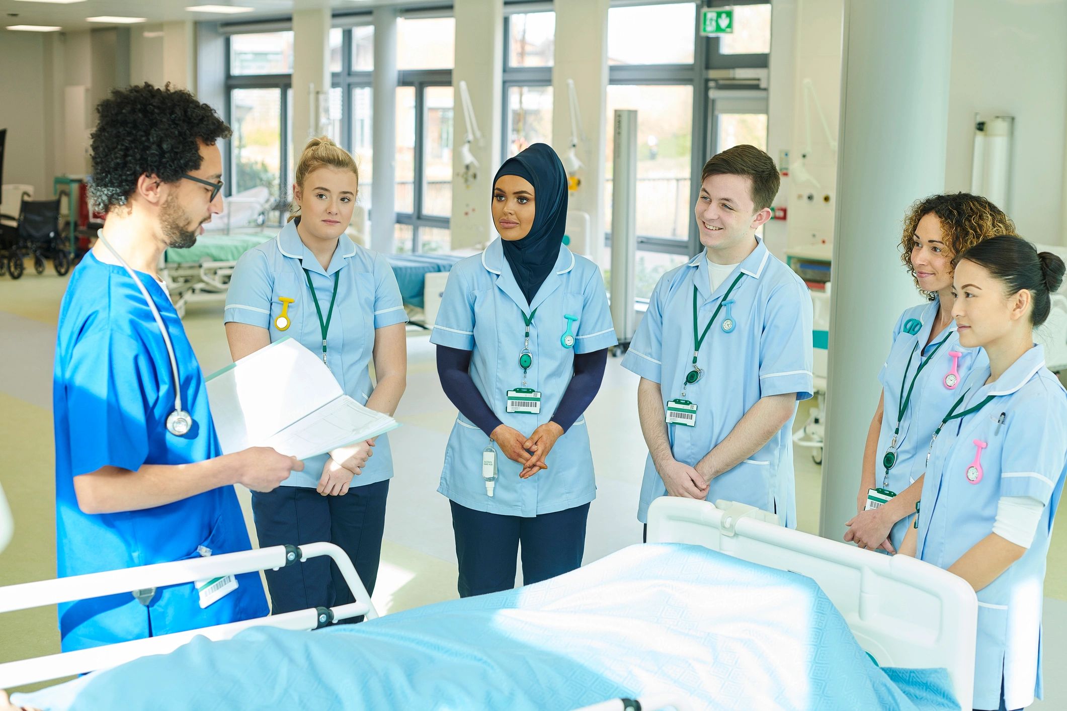 Healthcare team coordinating patient support services